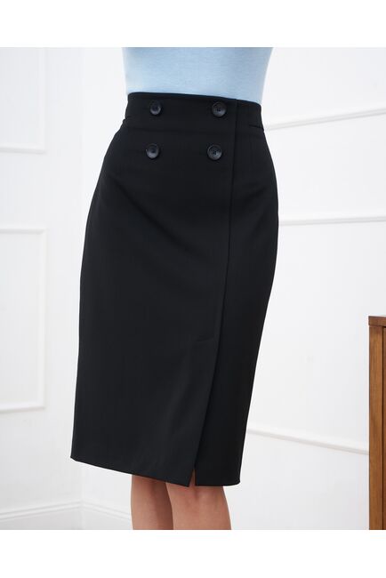 Юбка-карандаш с разрезом темно-синяя- 8111 от ByME 