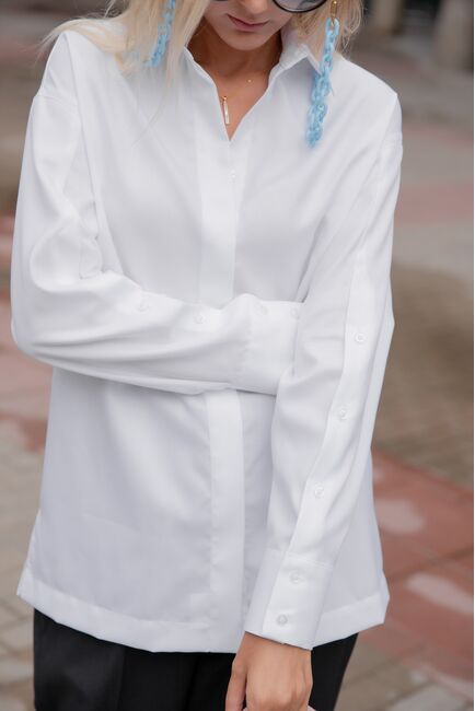 Женская рубашка под пуговицу белая - 8118 от byME 