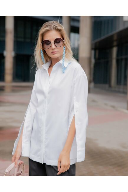 Женская рубашка под пуговицу белая - 8118 от byME 