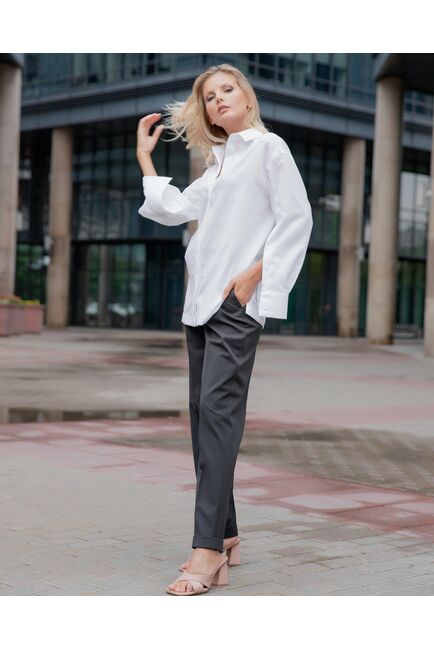 Женская рубашка под пуговицу белая - 8118 от byME 