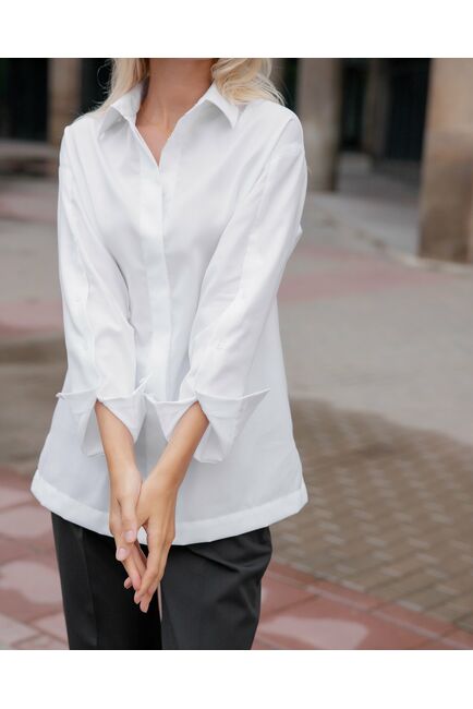 Женская рубашка под пуговицу белая - 8118 от byME 