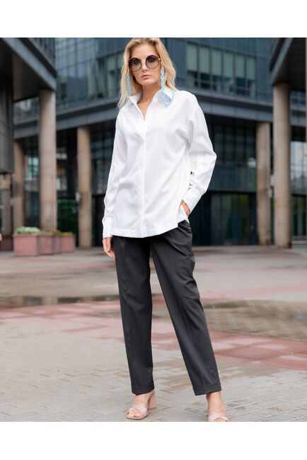 Женская рубашка под пуговицу белая - 8118 от byME 