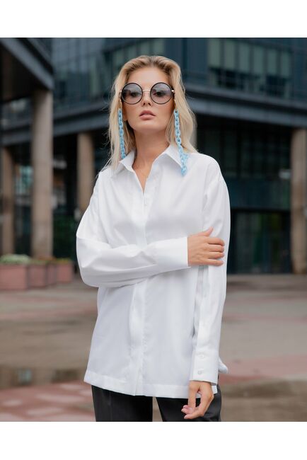 Женская рубашка под пуговицу белая - 8118 от byME 