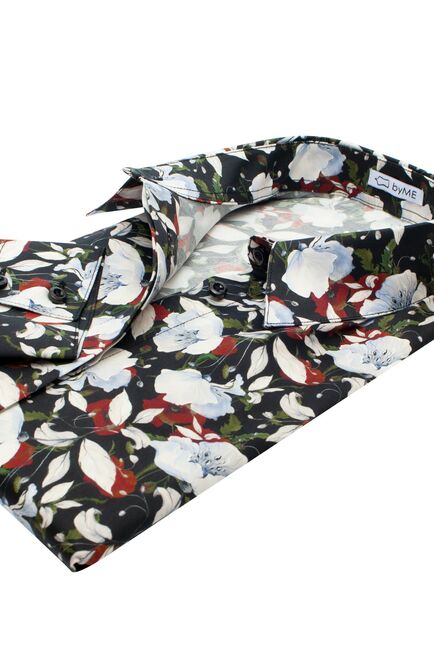 Женская рубашка с объемным рукавом узор цветы - 8121 от byME 