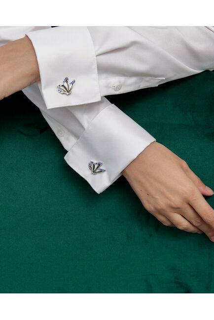 Женская рубашка воротник стойка под запонку белая - 8122 от byME 