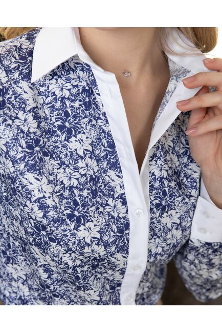 Женская рубашка под пуговицы с супатной застежкой полуприталенная с отедлкой - 8137 от byME 