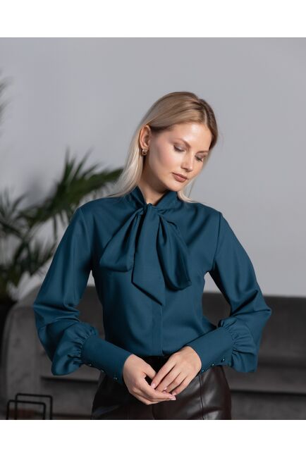 Женская блузка без отделки бутылочная - 8095 от byME 