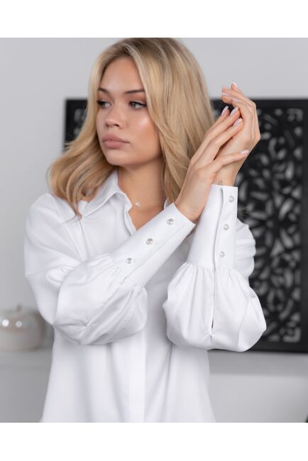 Женская рубашка под пуговицу белая - 8153 от byME 