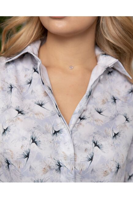 Женская рубашка полуприталенная с высоким манжетом - 8163 от byME 