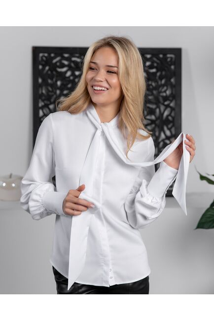 Женская блузка с бантом белая - 8171 от byME 