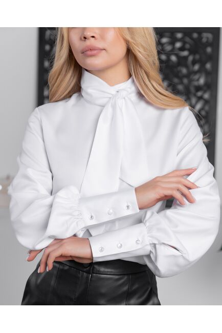 Женская блузка с бантом белая - 8171 от byME 