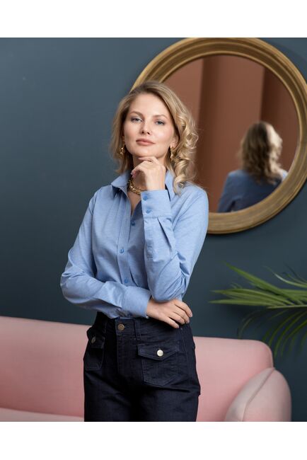 Женская рубашка под пуговицы полуприталенная - 8182 от ByME 