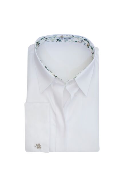 Женская рубашка под запонку с супатной застежкой с отделкой - 8184 от ByME 