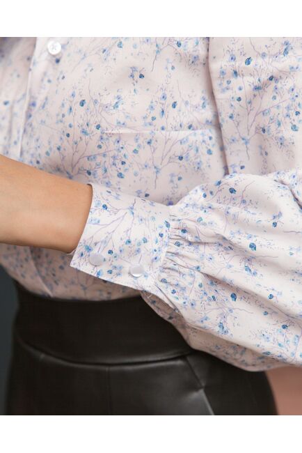 Женская рубашка с объемным рукавом узор цветы - 8193 от byME 