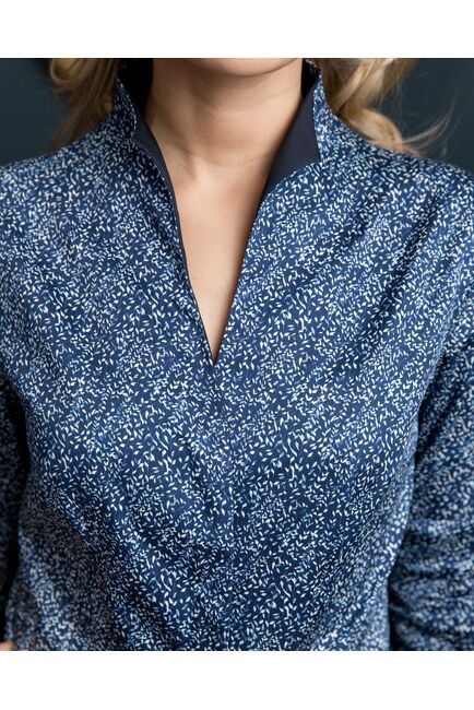 Женская рубашка воротник стойка под пуговицы с отделкой - 8194 от byME 