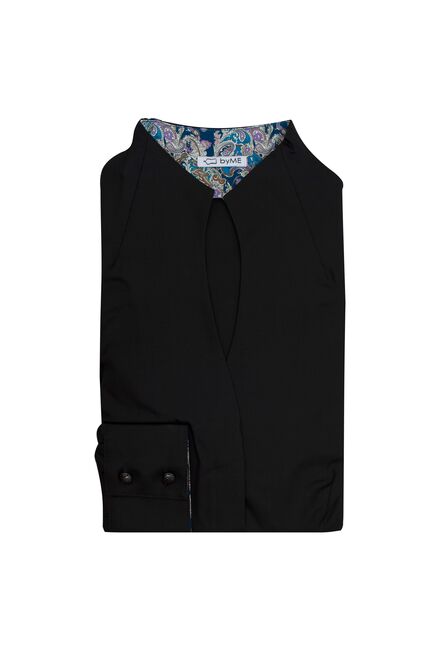 Женская рубашка воротник стойка под пуговицы с отделкой - 8209 от byME 