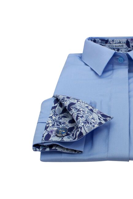 Женская рубашка под запонку с супатной застежкой голубая - 8212 от byME 