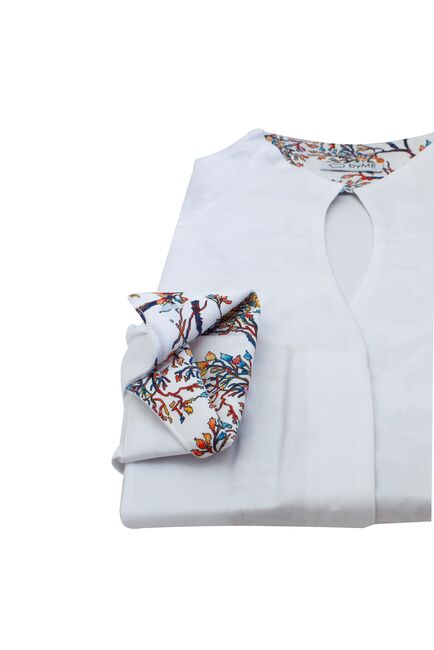 Женская рубашка воротник стойка под пуговицы с отделкой - 8214 от byME 