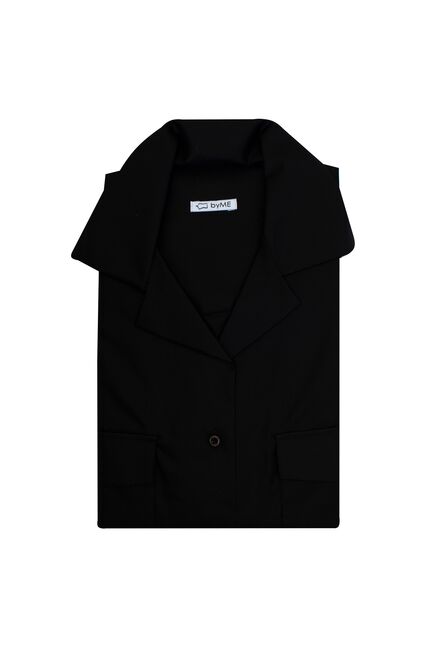 Женская рубашка в оверсайз силуэте черная с фактурой елочка - 8218 от byME 