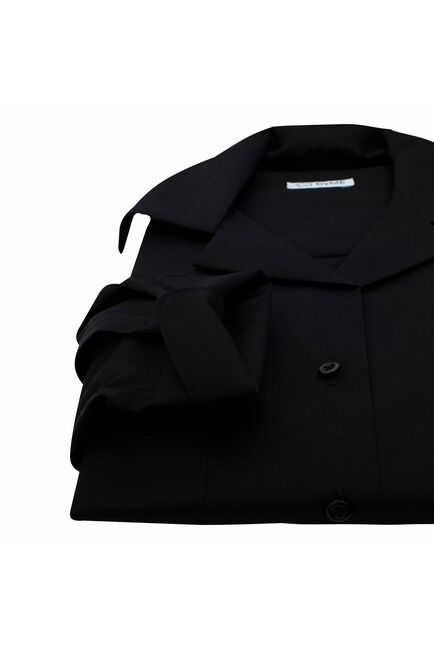 Женская рубашка в оверсайз силуэте черная с фактурой елочка - 8218 от byME 