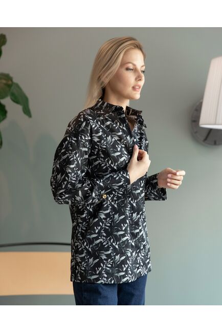 Женская рубашка под запонку черная - 8225 от byME 