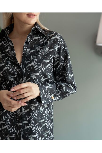 Женская рубашка под запонку черная - 8225 от byME 