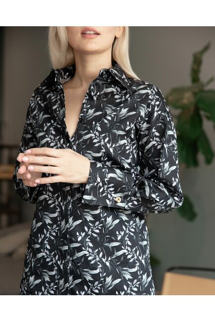 Женская рубашка под запонку черная - 8225 от byME 