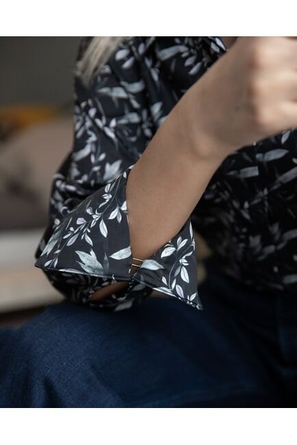 Женская рубашка под запонку черная - 8225 от byME 