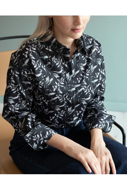 Женская рубашка под запонку черная - 8225 от byME 