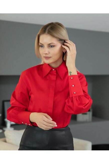 Женская рубашка с пышным рукавом - 8230 от byME 