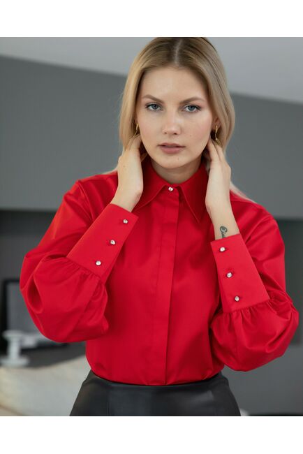 Женская рубашка с пышным рукавом - 8230 от byME 