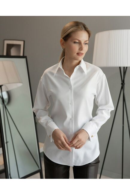 Женская рубашка полуприталенная белая - 8232 от byME 