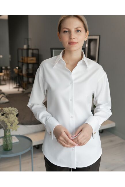 Женская рубашка полуприталенная белая - 8232 от byME 