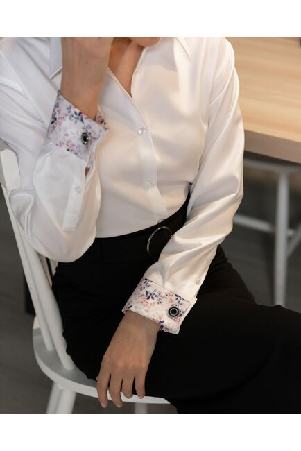 Женская рубашка полуприталенная белая - 8235 от byME 