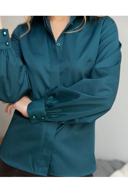 Женская рубашка с пышным рукавом бутылочная - 8246 от byME 