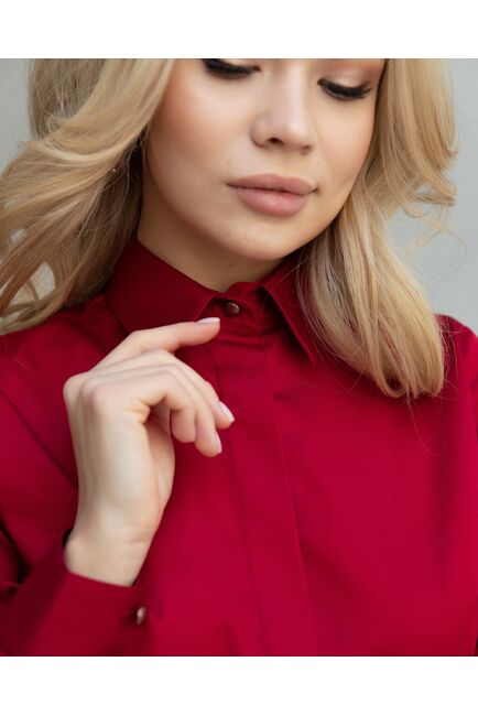 Женская рубашка с пышным рукавом вишнёвая - 8247 от byME 