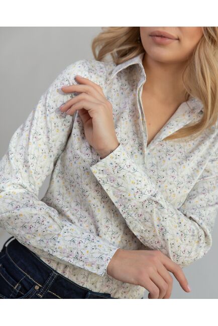 Женская рубашка с высоким манжетом принт мелкие полевые цветы - 8262 от ByME 