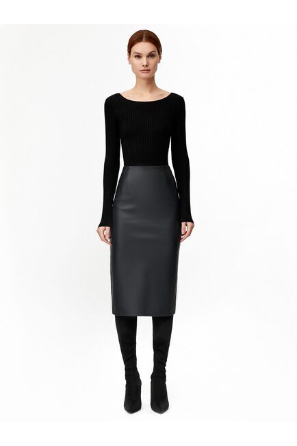 Юбка женская из экокожи темно-синяя СА-90036748М[140] от byME 