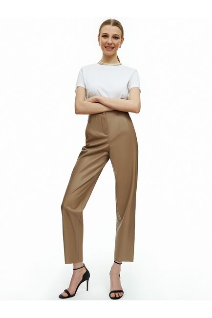 Брюки бежевые из экокожи от byME 