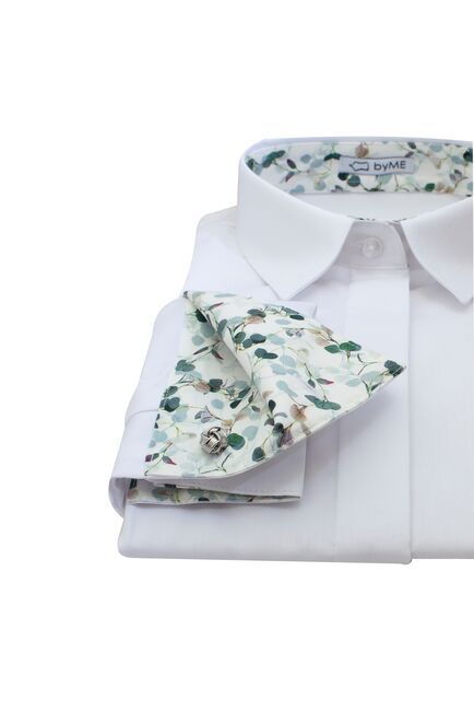 Женская рубашка под запонку с супатной застежкой с отделкой - 8184 от ByME 