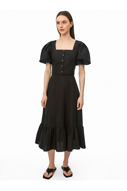 Прямая юбка годе из хлопка чёрная от byME 