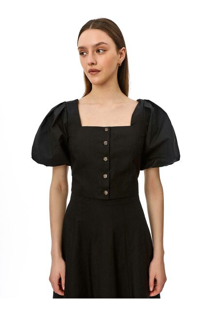 Топ с объемными рукавами черный от byME 