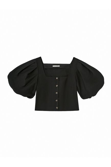 Топ с объемными рукавами черный от byME 