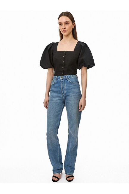 Топ с объемными рукавами черный от byME 