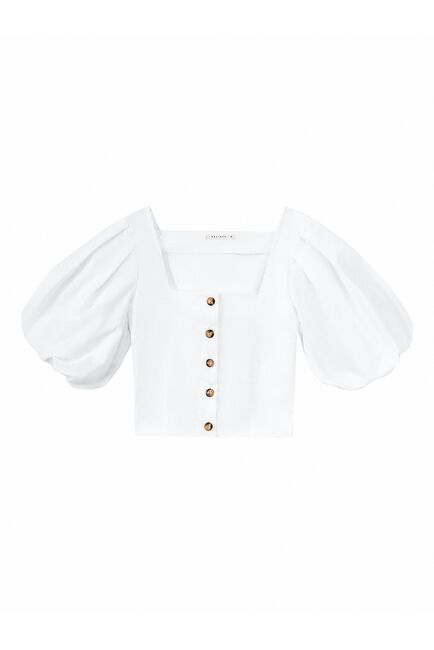 Блуза женская с короткими рукавами фонариками белая от byME 