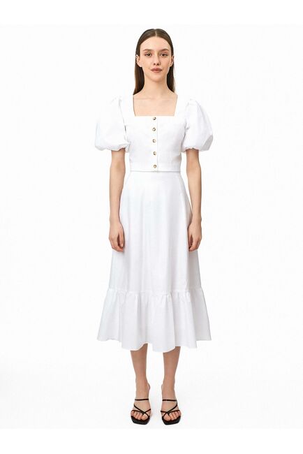 Блуза женская с короткими рукавами фонариками белая от byME 