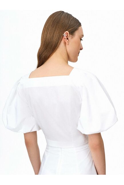 Блуза женская с короткими рукавами фонариками белая от byME 