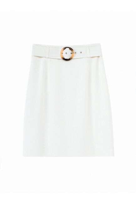 Зауженная юбка из тенсела экрю от byME 