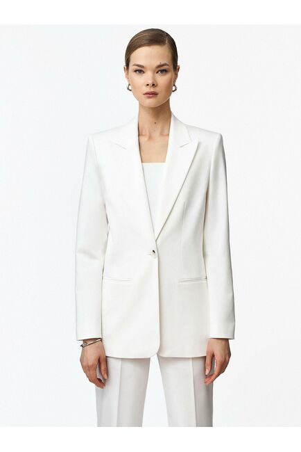 Жакет однобортный белый из смесового хлопка от byME 