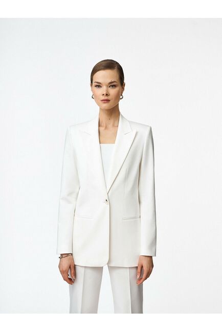 Жакет однобортный белый из смесового хлопка от byME 